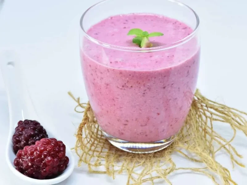 Batido de frambuesas con yogurt