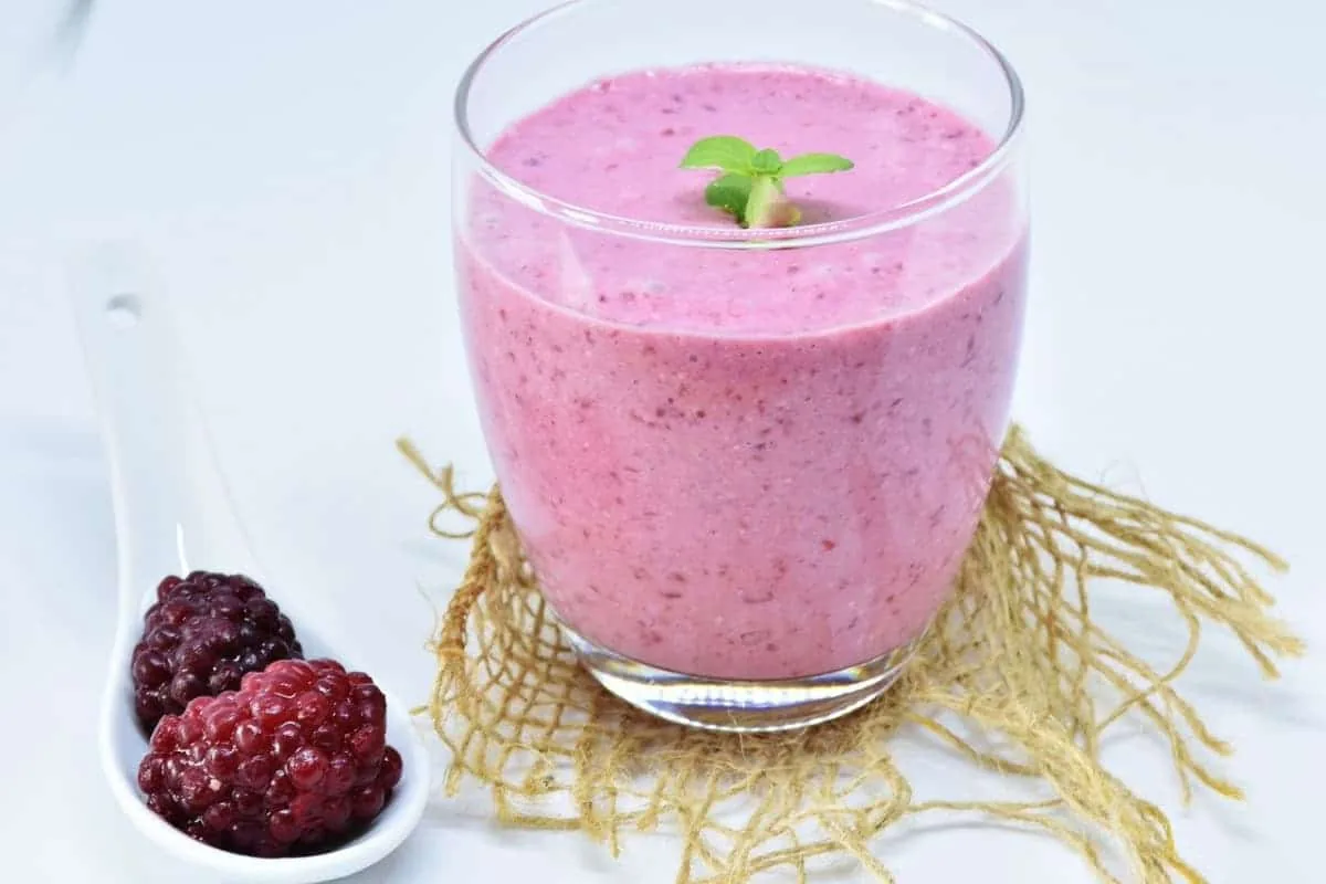Batido de frambuesas con yogurt