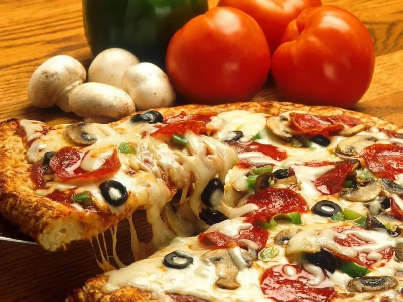 Pizza de atún con pepperoni y champiñones