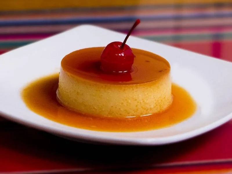 Flan con chocolate blanco