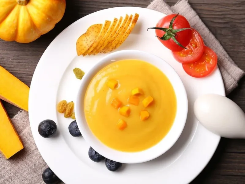 Puré de calabaza y patatas con quesitos