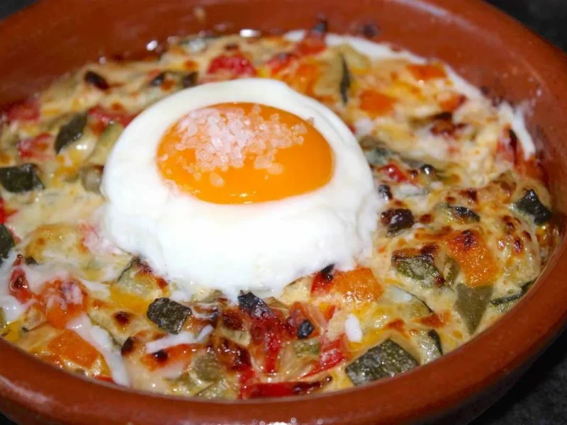 Revuelto de verduras con nata al horno