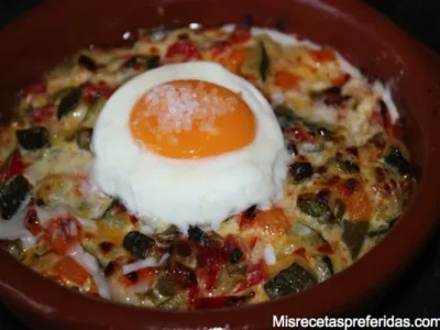 Revuelto de verduras con nata al horno