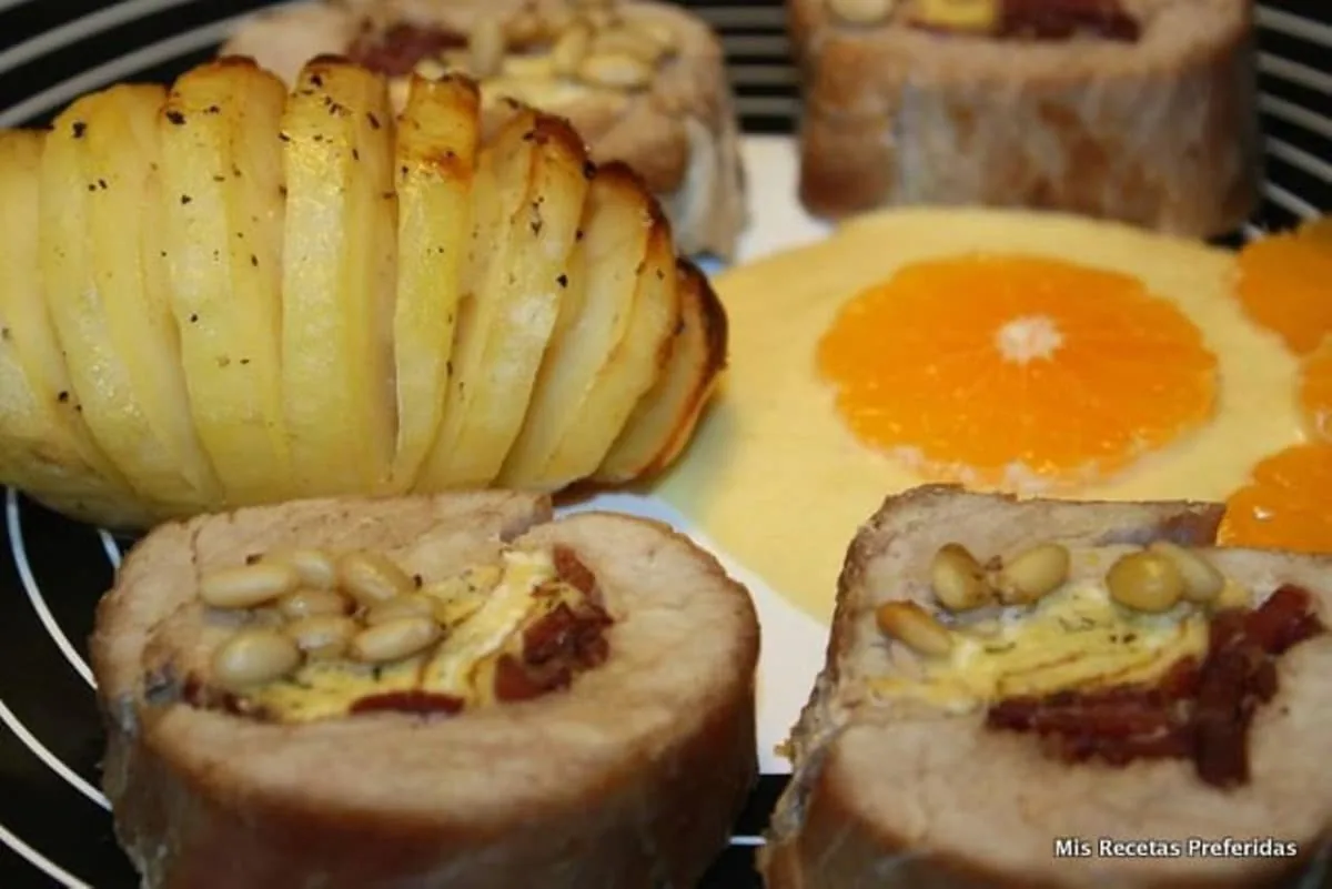 Solomillo relleno en salsa de naranja