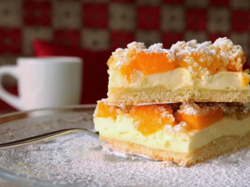 Tarta de melocotón en almíbar