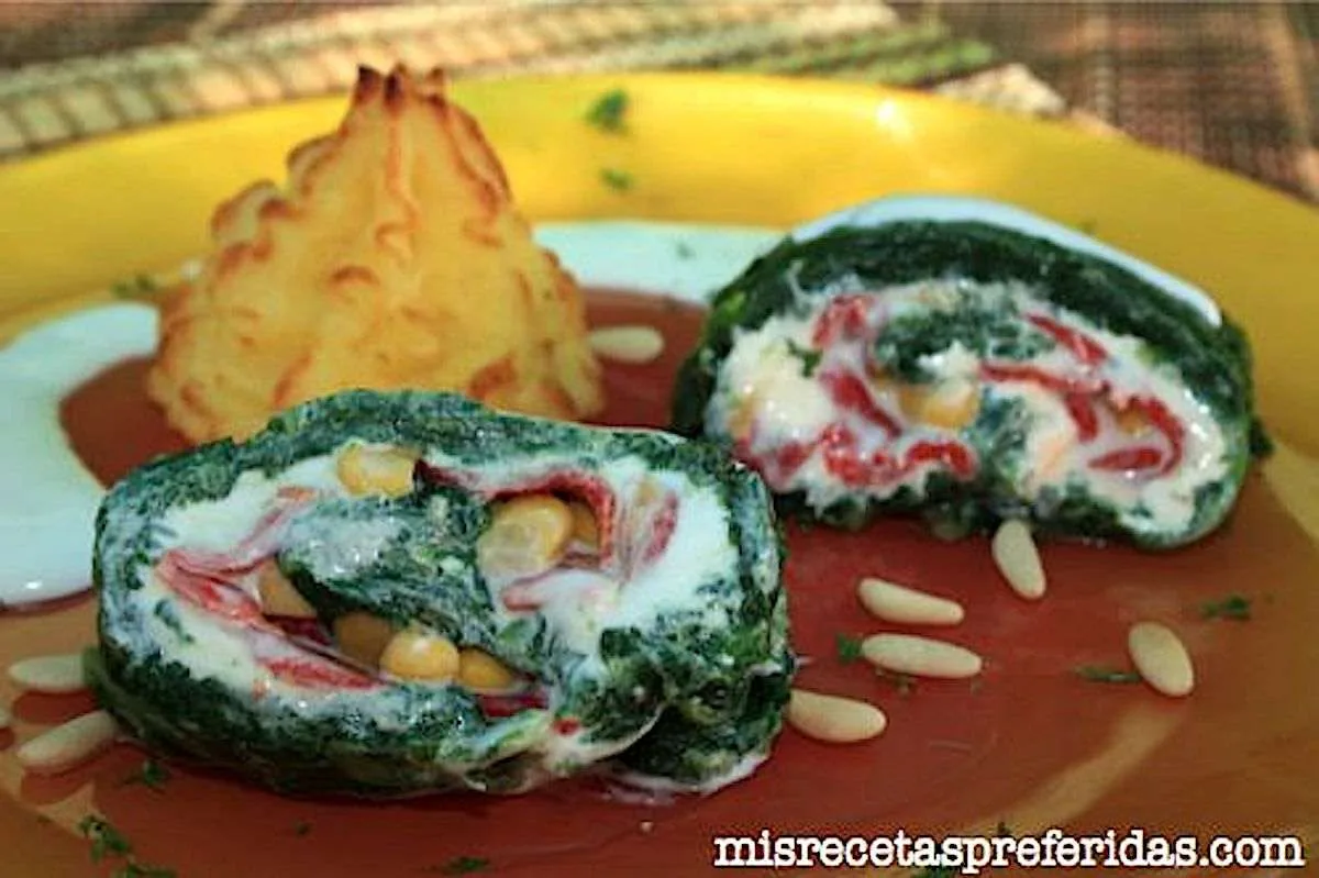 Delicia de espinacas con queso y pimiento