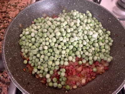 Guisantes con judías verdes y jamón