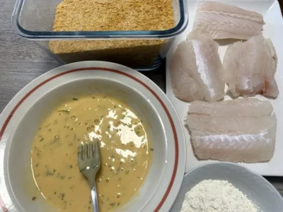 Escalope crujiente de merluza