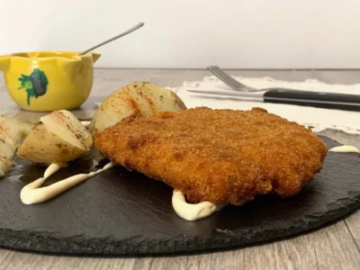 Escalope crujiente de merluza