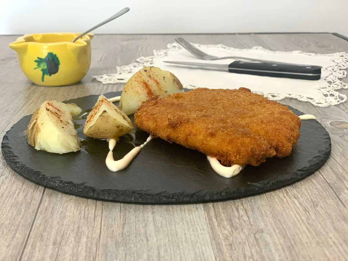 Escalope crujiente de merluza