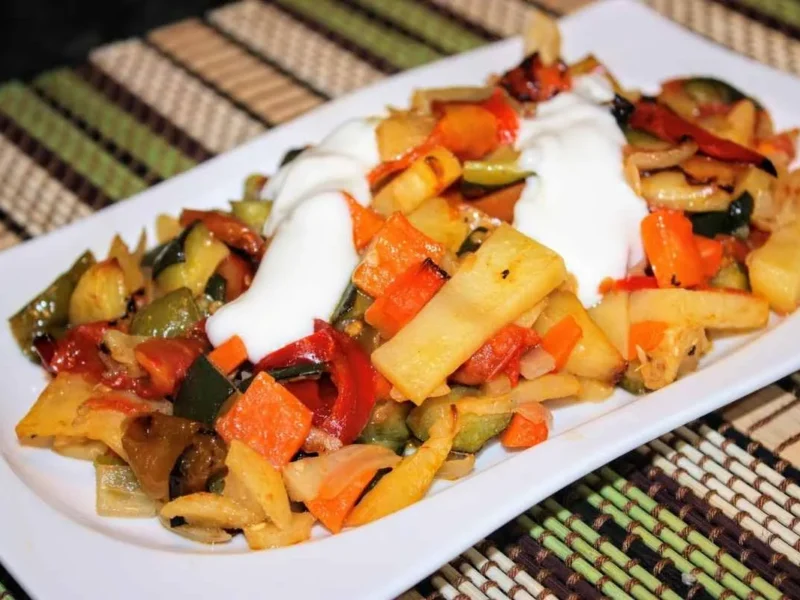Verduras variadas al horno con un toque de coñac