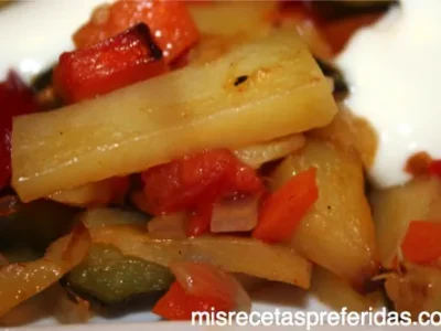 Verduras variadas al horno con un toque de coñac