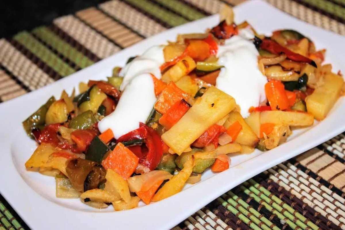Verduras variadas al horno con un toque de coñac