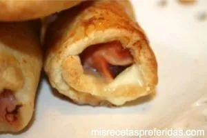 Cañas de jamón dulce y queso