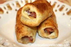 Cañas de jamón dulce y queso