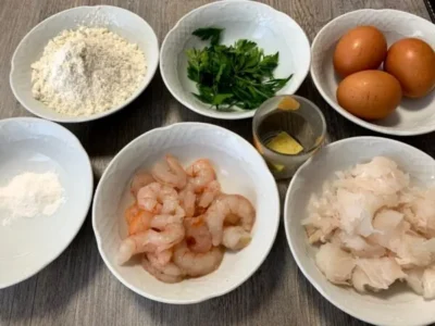 Tortillitas de pescado y gambas