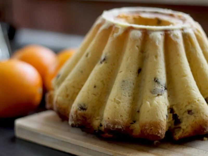 Bizcocho de naranja con gotas de chocolate