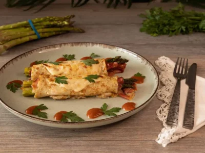 Crepes de jamón ibérico y espárragos
