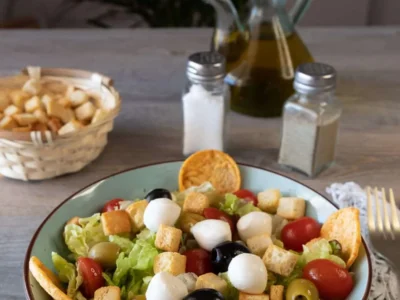Ensalada con pan frito «Picatostes»
