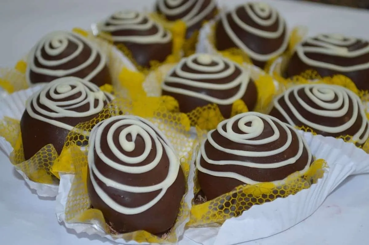 Bombones de chocolates y arroz inflado