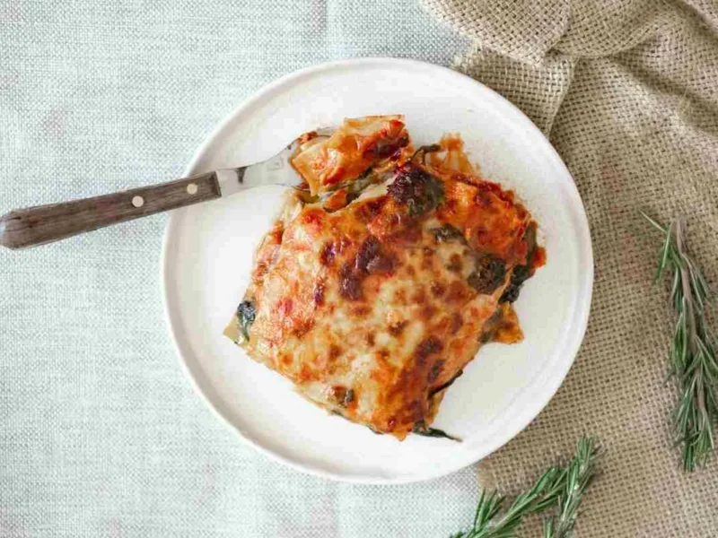 Lasaña de espinacas y carne