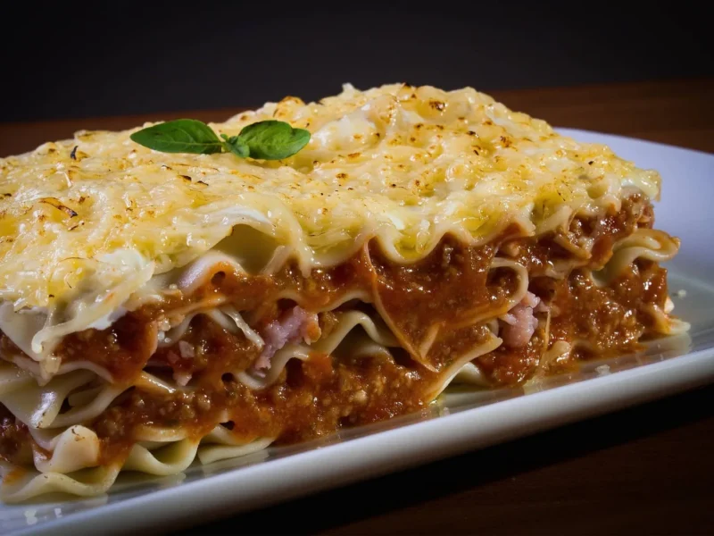 Lasaña de pollo con lacón