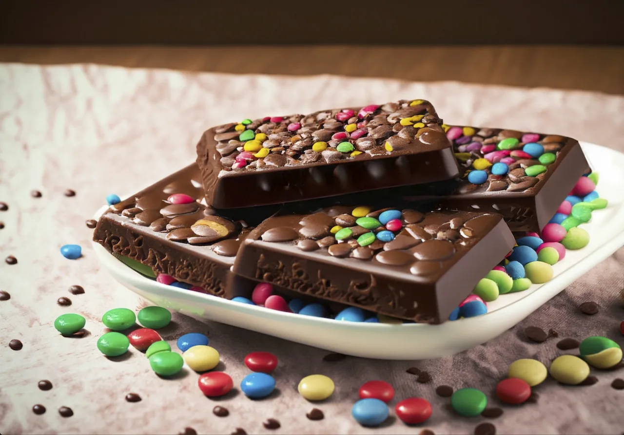 Turrón de chocolate con lacasitos