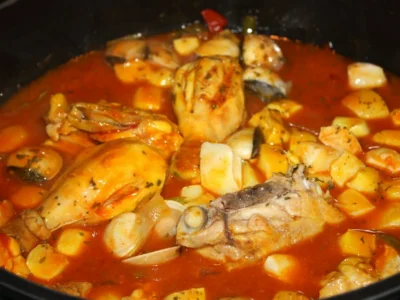 Arroz con pollo y almejas