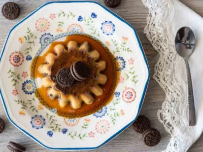 Flan de galletas oreo