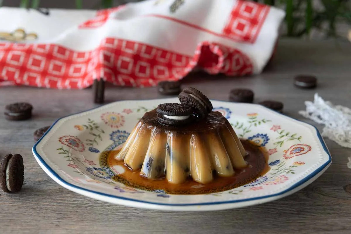Flan de galletas oreo