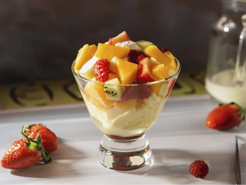 Frutas con Crema de Vainilla