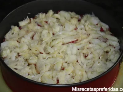 Tarta de alubias con verduras y bacalao