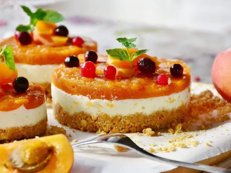 Tarta de queso y melocotón