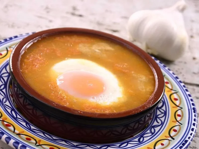 Sopa de ajo con huevo