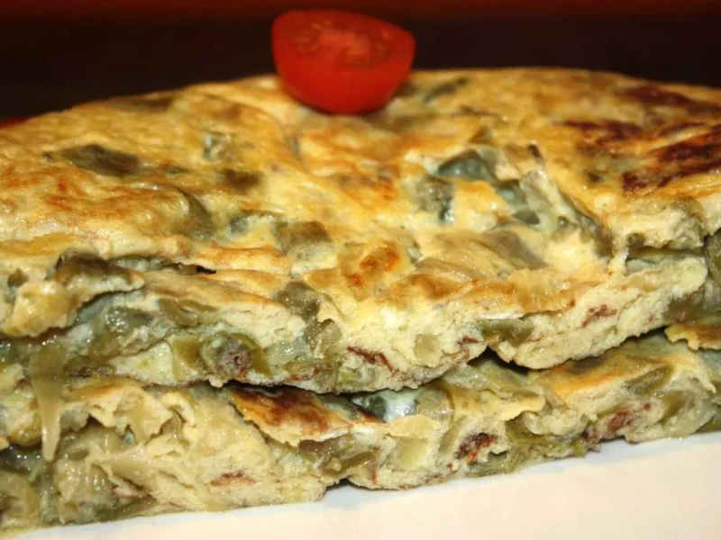 Tortilla de Judías verdes con cebolla