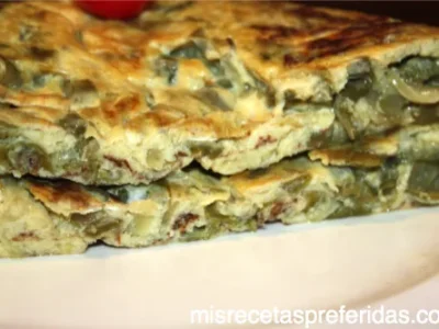 Tortilla de Judías verdes con cebolla