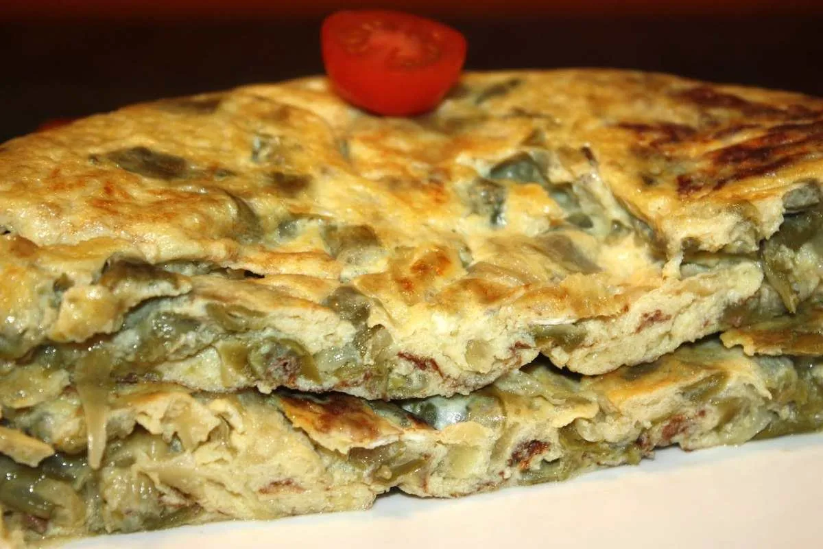Tortilla de Judías verdes con cebolla