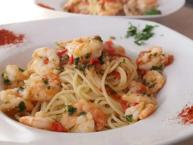 Pasta con gambas